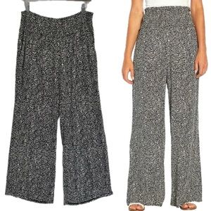 Three Dots Geometric Zebra Pattern Beach Pants Size M High Rise Wide Leg Pull On